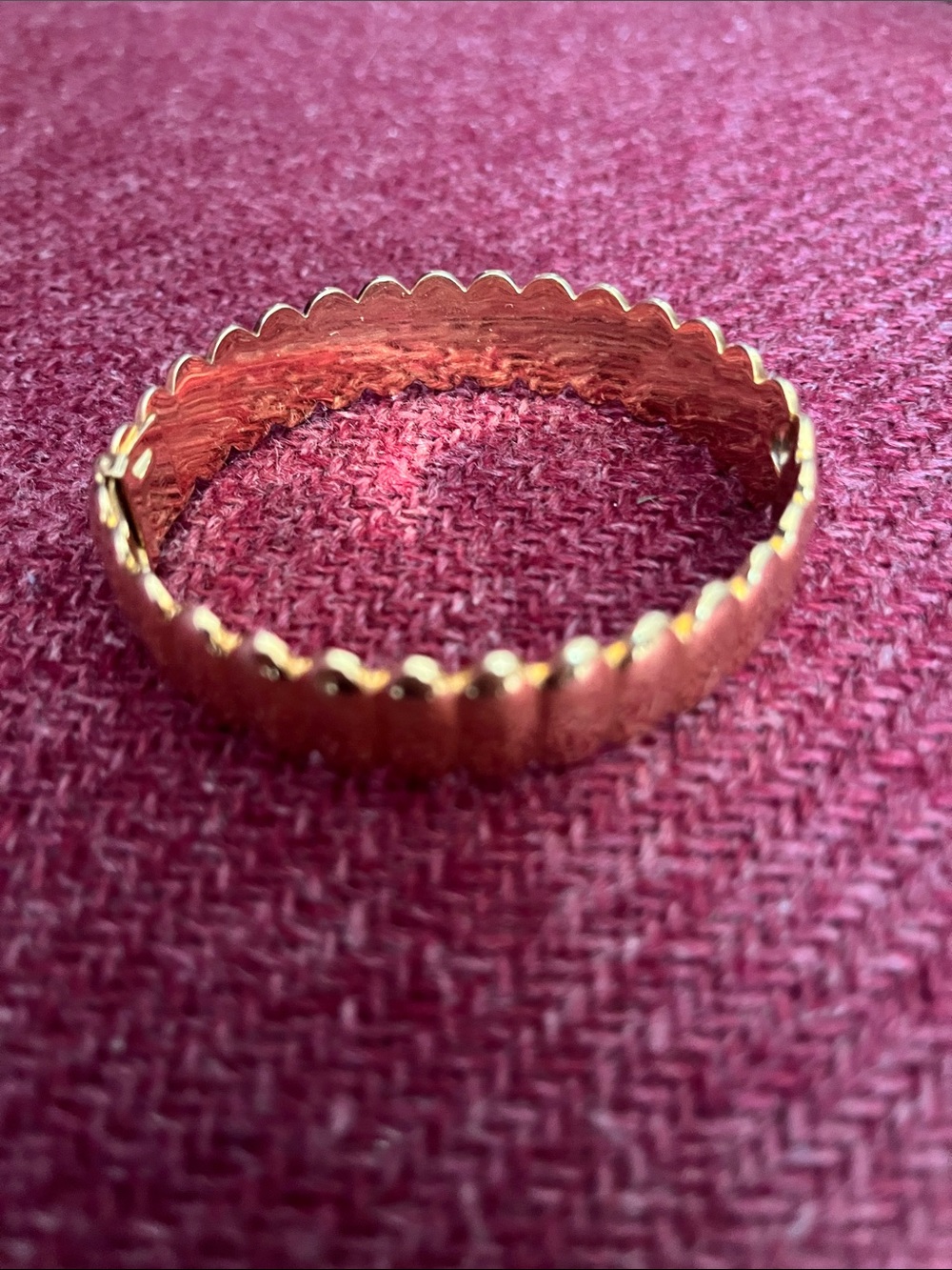 70s/80s Monet Ribbed Hinge Bangle Bracelet, Goldtone